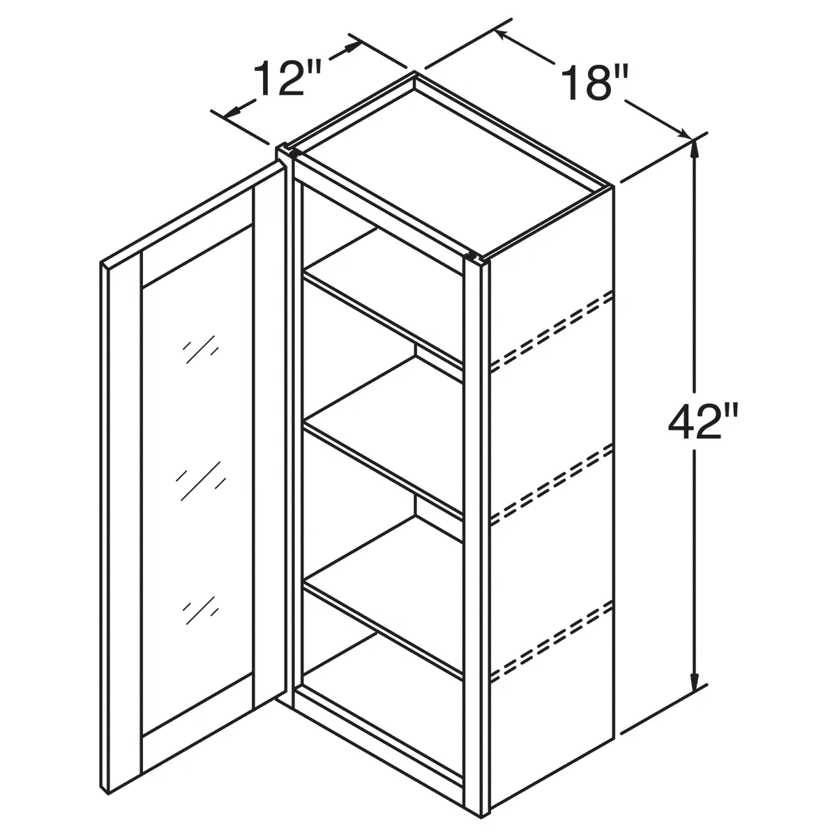 Mullion Door Wall Kitchen Cabinet WMD1842 Shaker Toffee 18 in. width 42 in. height 12 in. depth