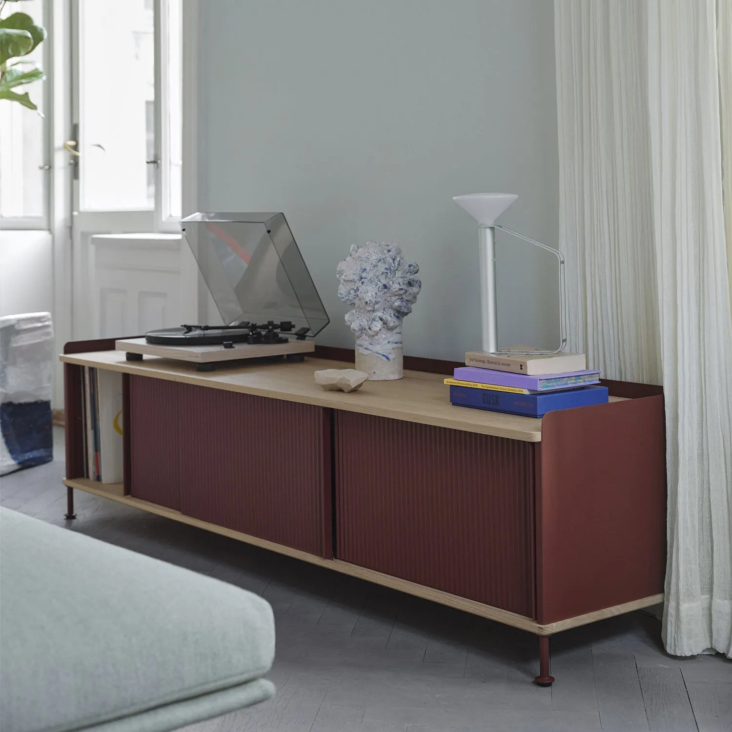 muuto | enfold sideboard low long | grey   oiled oak