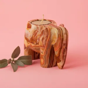 Natural Onyx Stone Elephant Tealight Holder