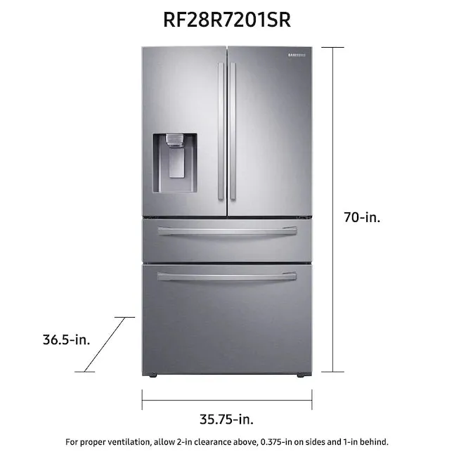 OPEN BOX Samsung 28-cu ft 4-Door Smart French Door Refrigerator with Ice Maker (Fingerprint Resistant Stainless Steel) ENERGY STAR