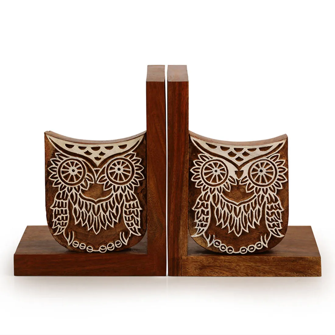 'Owl' - Hand Engraved Sheesham Wood Bookend