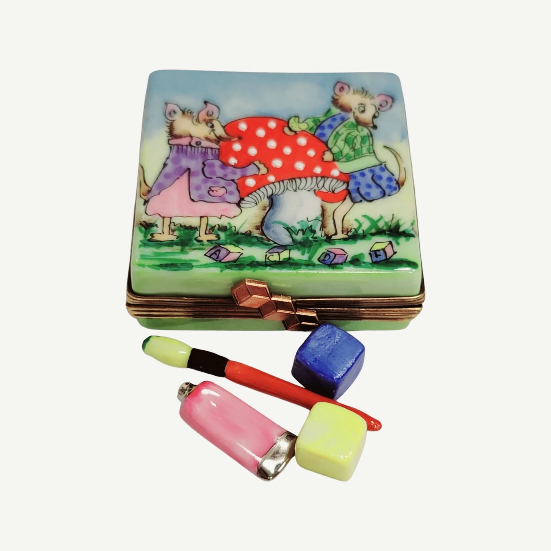 Paint Set Blocks Mice Mushroom