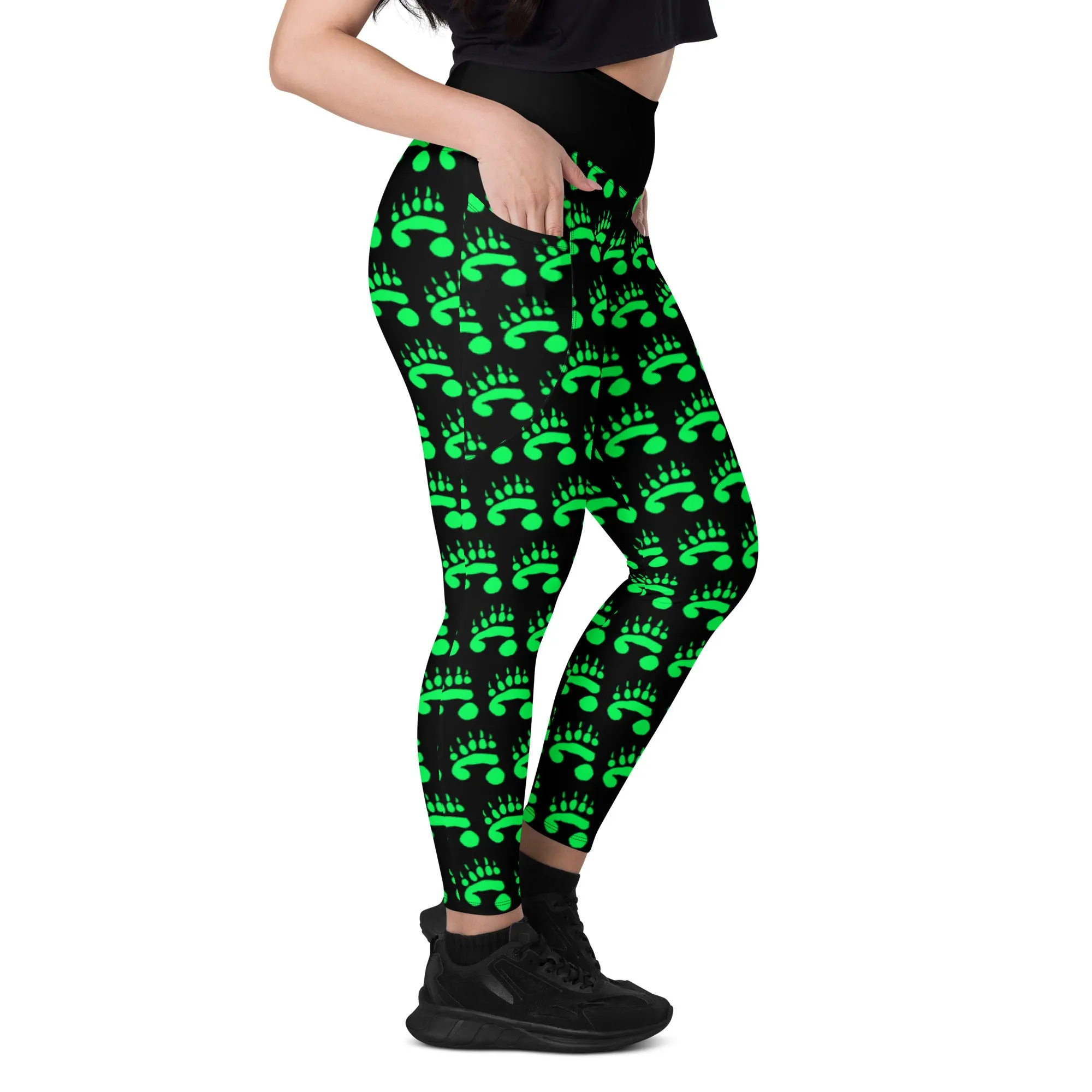 PandaPwr Green Paw Leggings with pockets