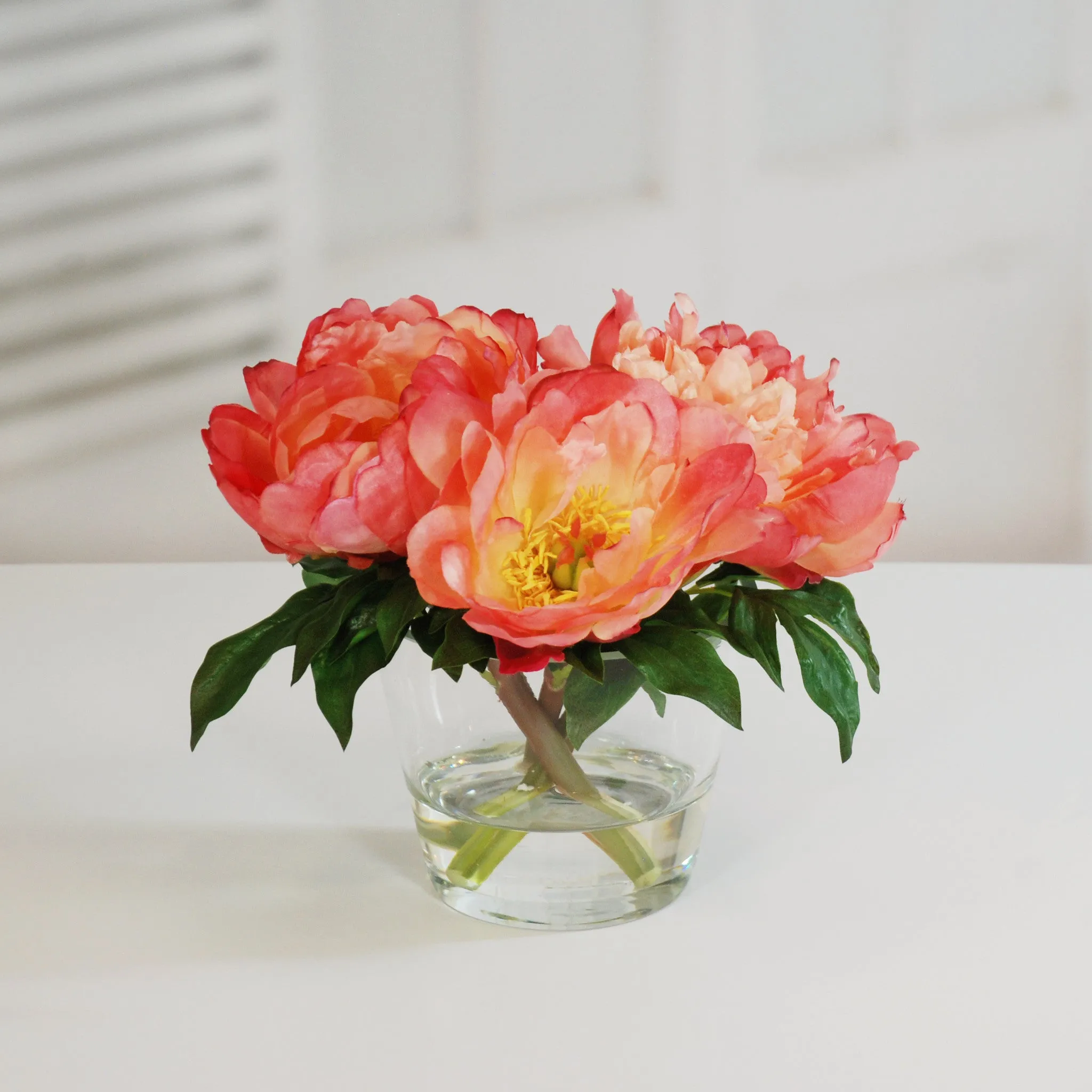 PEONIES IN GLASS 10" (WHI015-SM)