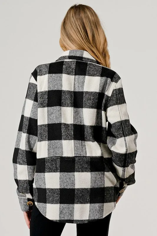 Plaid Flannel Jacket with Front Pockets