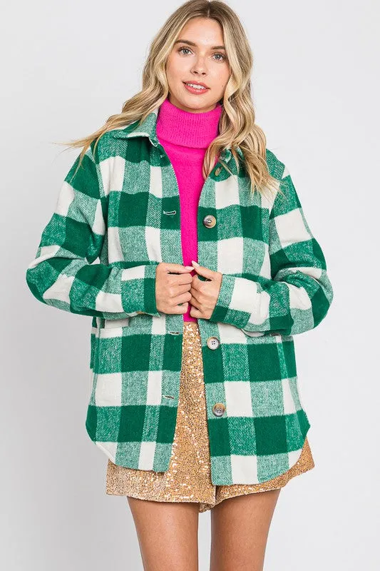 Plaid Flannel Jacket with Front Pockets