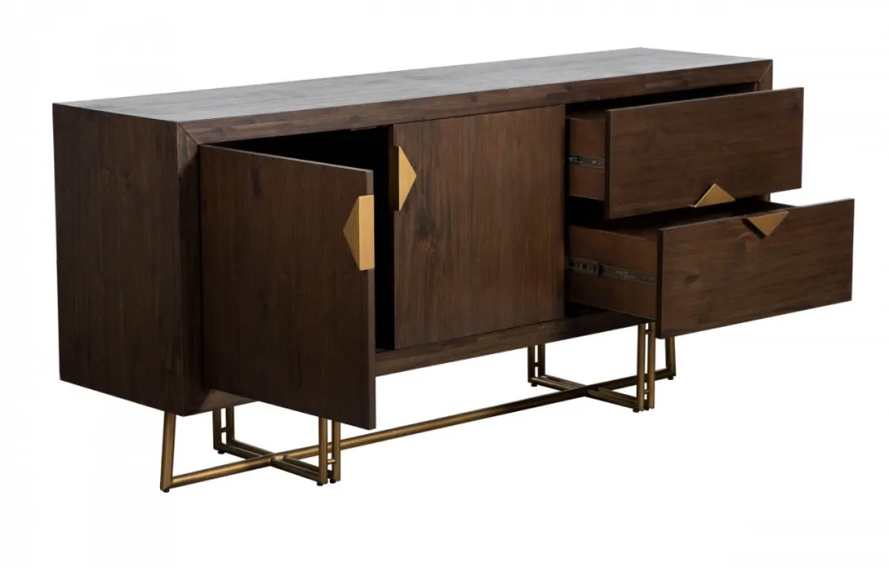 Pompano - Mid-century Acacia & Brass Buffet