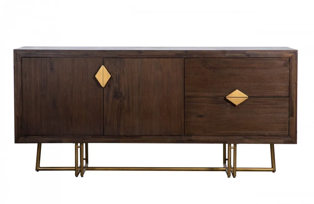 Pompano - Mid-century Acacia & Brass Buffet