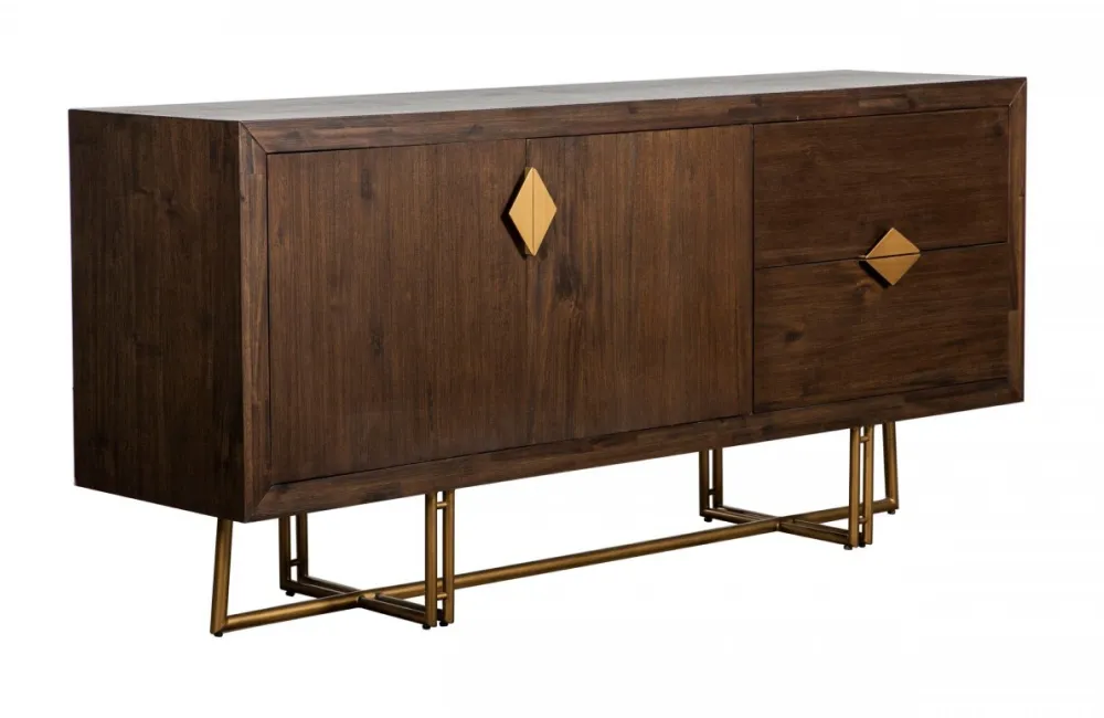 Pompano - Mid-century Acacia & Brass Buffet