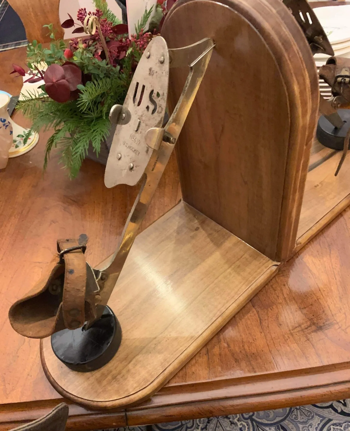 Primitive Antique Ice Skates with Wood and  Hand Forged Blades and Unique Curl