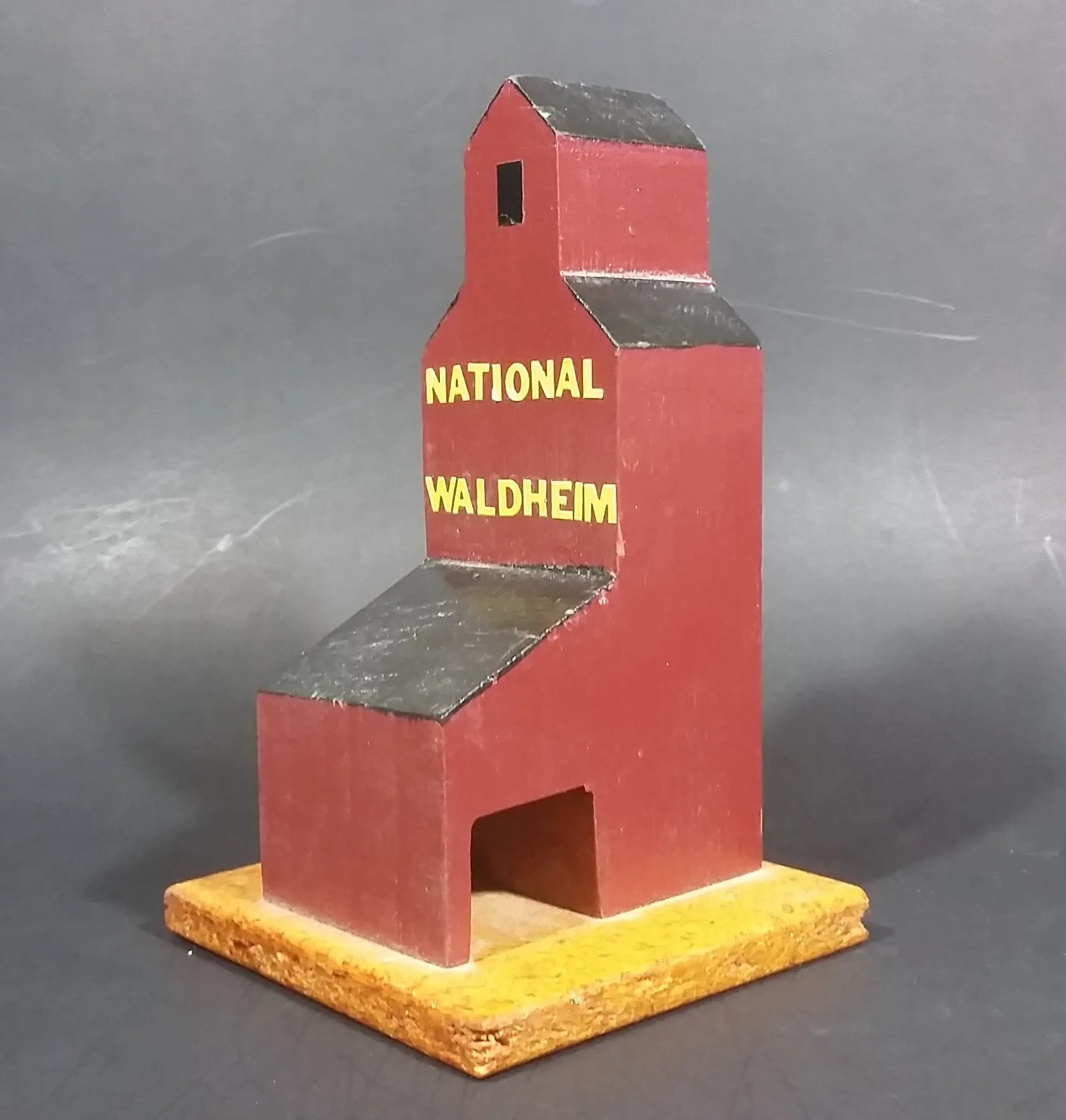 "National Waldheim" Saskatchewan CN Railway Grain Storage Elevator Wood Folk Art Model