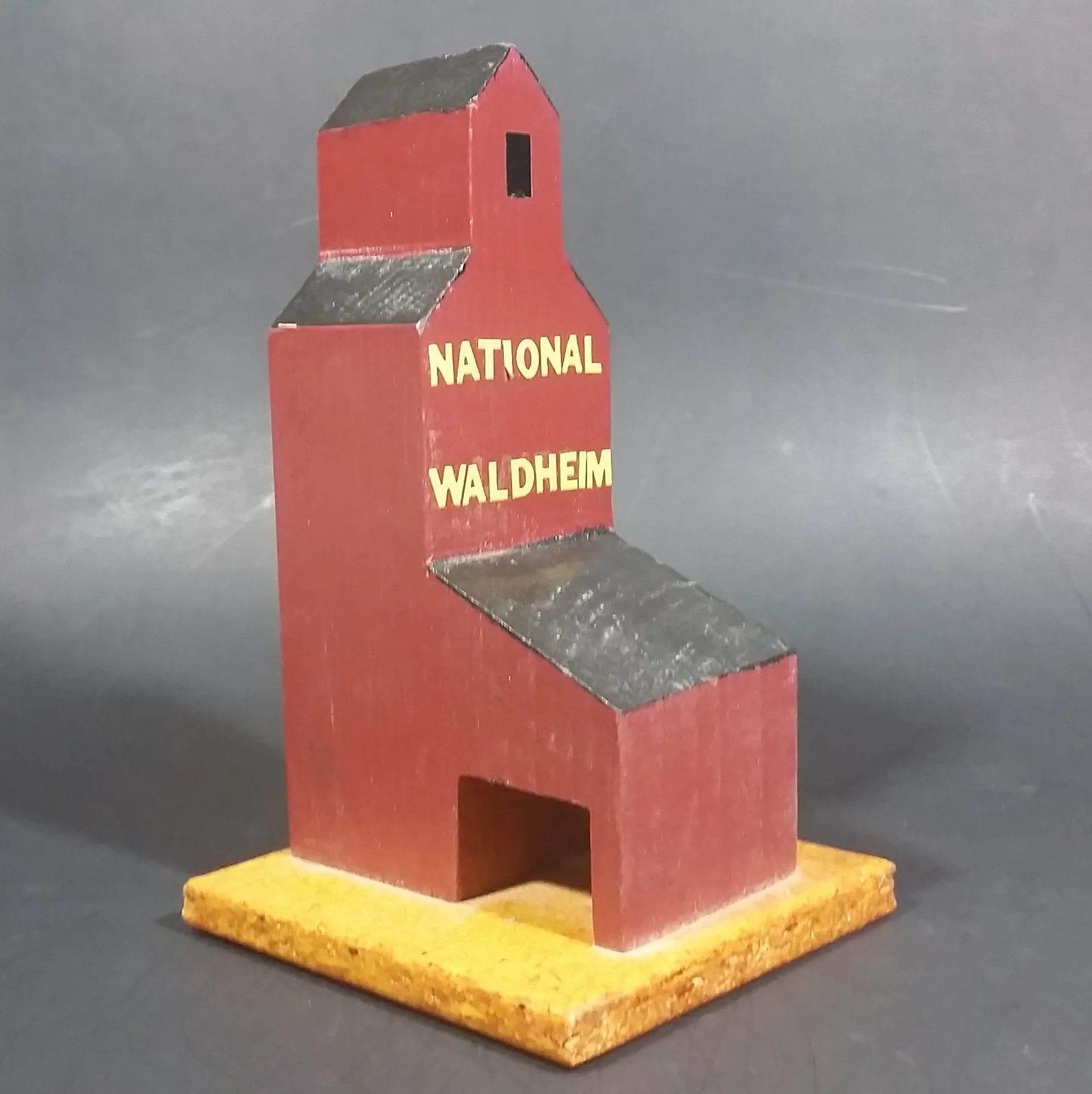 "National Waldheim" Saskatchewan CN Railway Grain Storage Elevator Wood Folk Art Model