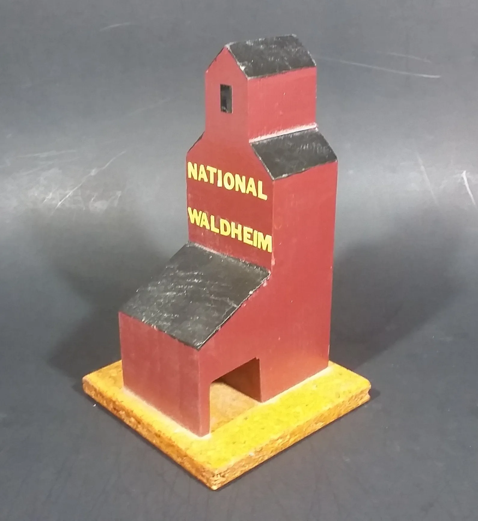 "National Waldheim" Saskatchewan CN Railway Grain Storage Elevator Wood Folk Art Model