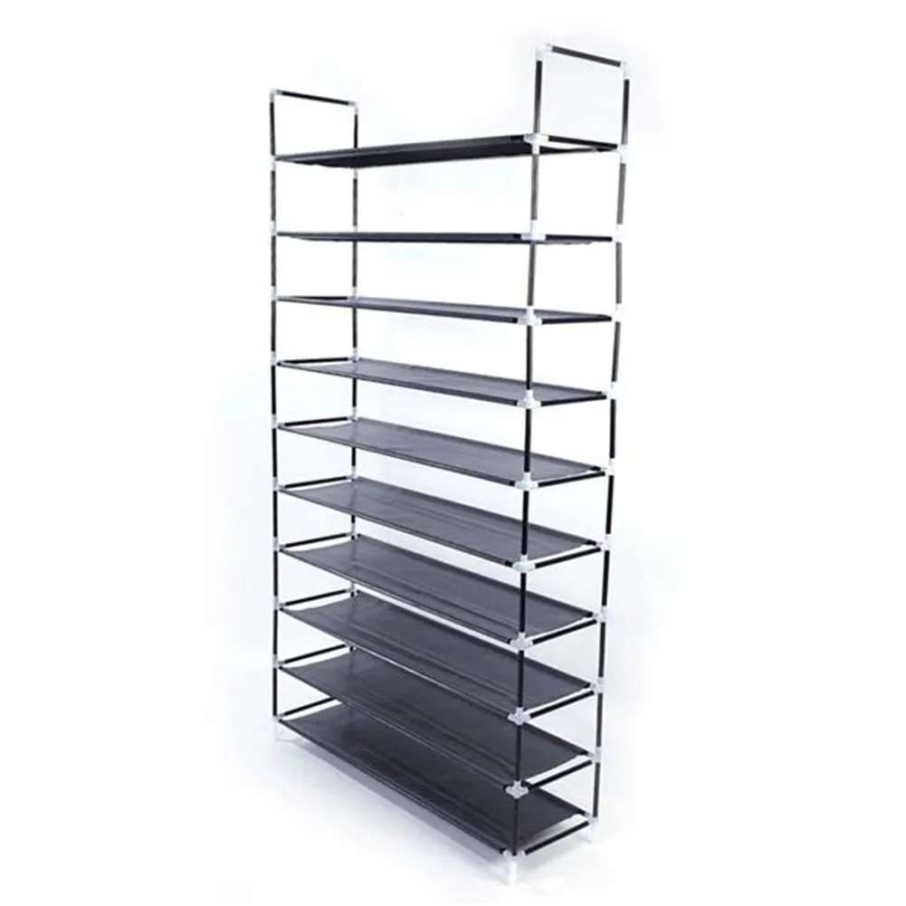 RONSHIN Shoe Rack Organizer Storage Shoe Shelves 10-tier Stand Black