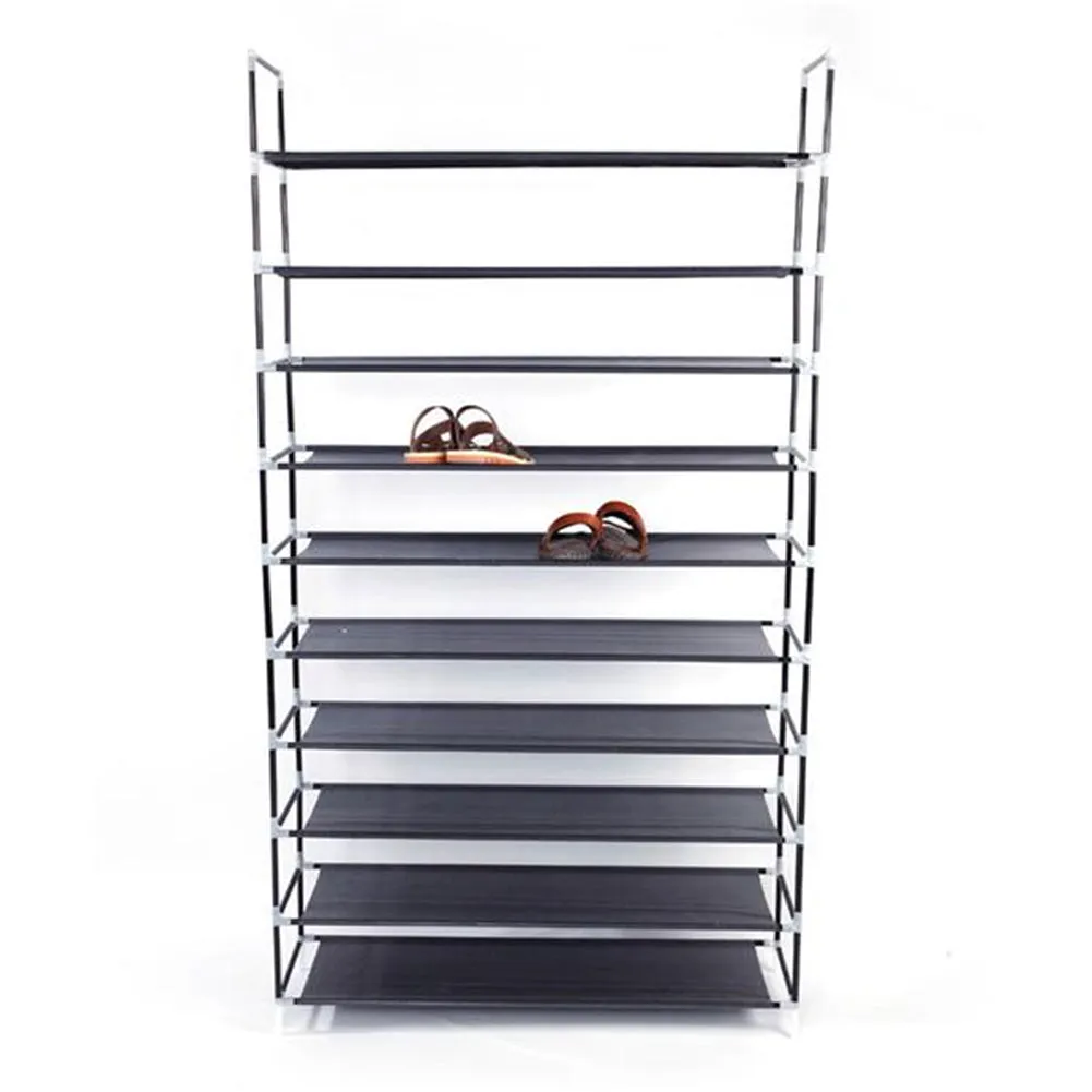 RONSHIN Shoe Rack Organizer Storage Shoe Shelves 10-tier Stand Black