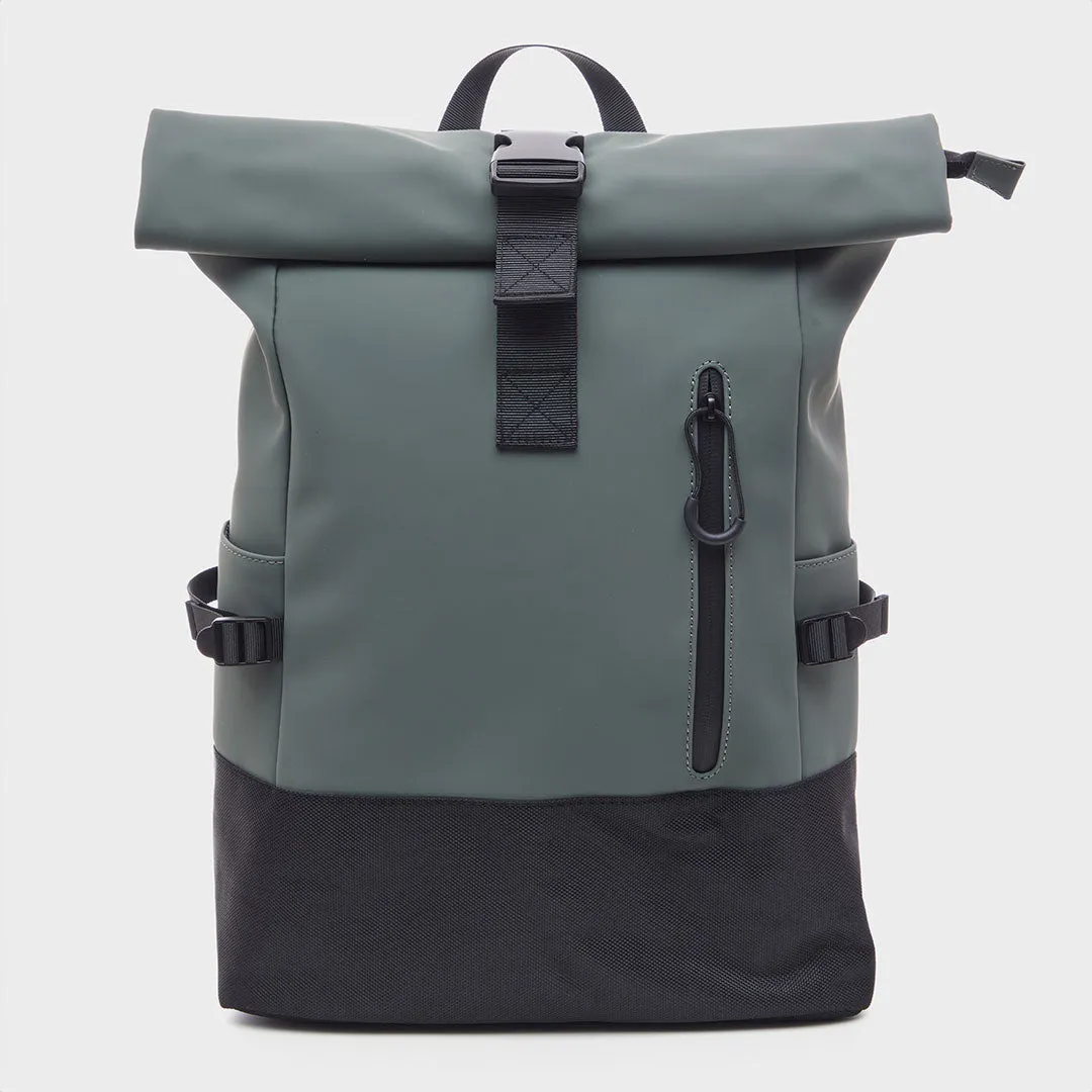 Rubberised Roll Top Backpack