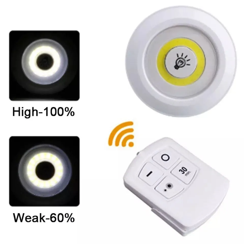 Set Of 3 Wireless Remote Control Night Light, 3W Super Bright COB Under Cabinet Light, Dimmable Wardrobe Closet Cupboard Door Lamp, Under Cabinet Closet Night Light