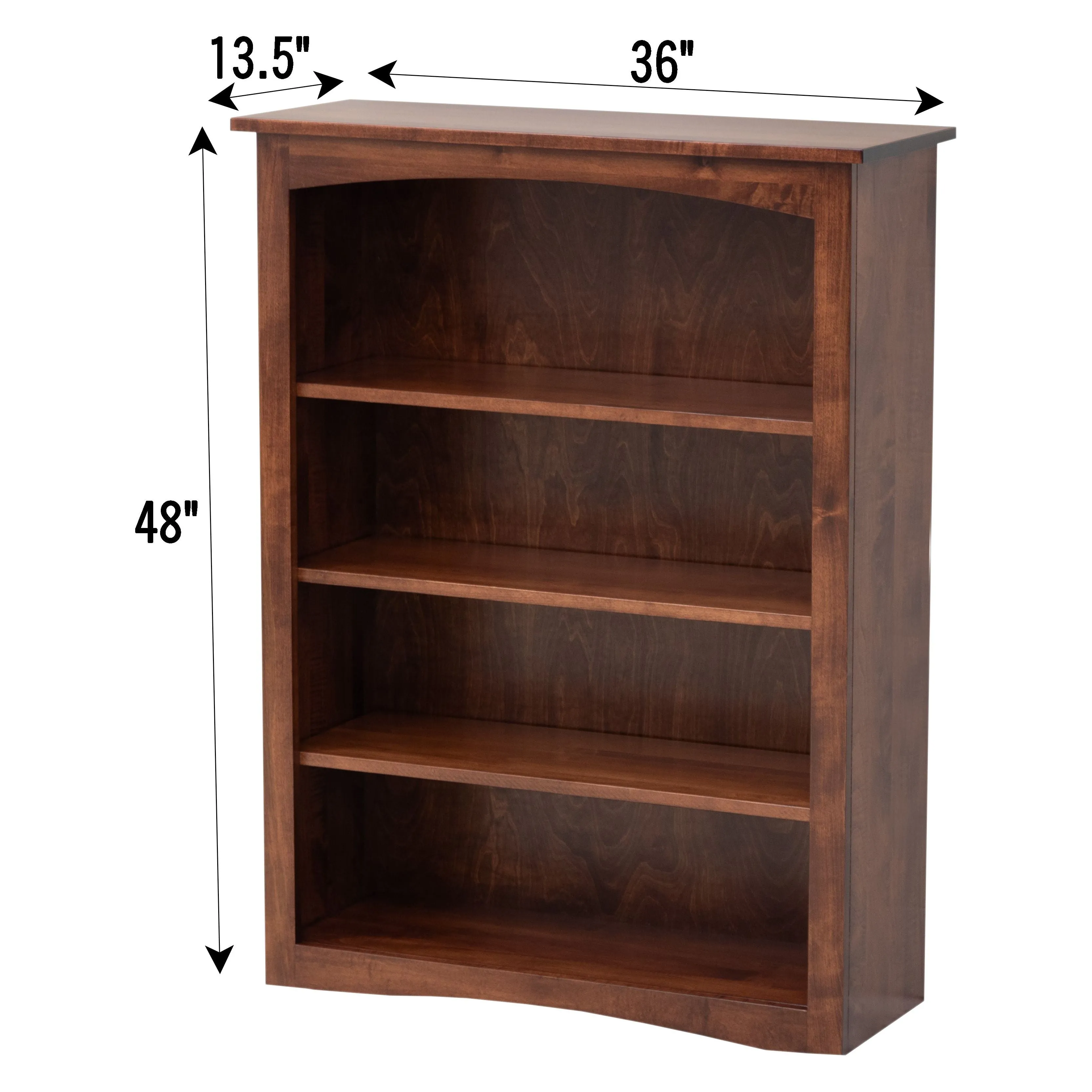 Shaker Solid Wood Bookcase, 48"