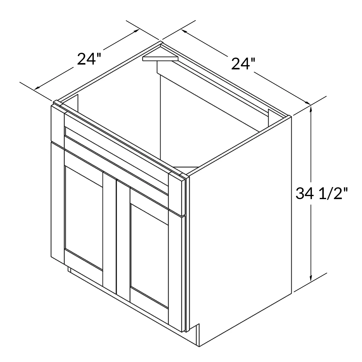 Sink Base Kitchen Cabinet SB24 Danbury Blue LessCare 24 in. width 34.5 in. height 24 in. depth