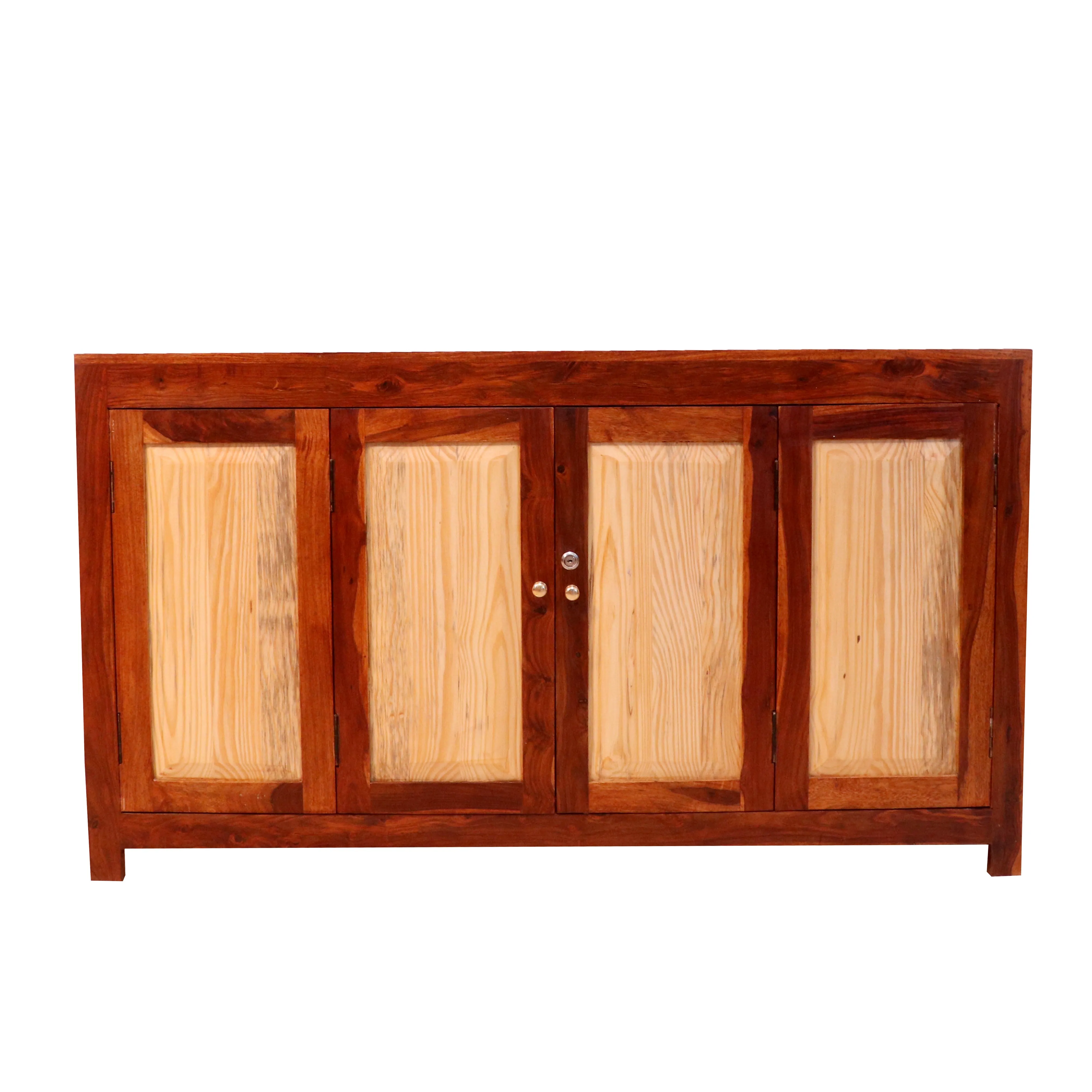 Solid wood 4 collapsible door Cupboard with 2 shelf