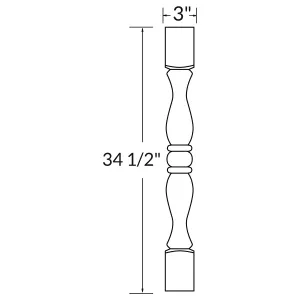 Table Post Molding TP3 Alpina White LessCare 3 in. width 34.5 in. height