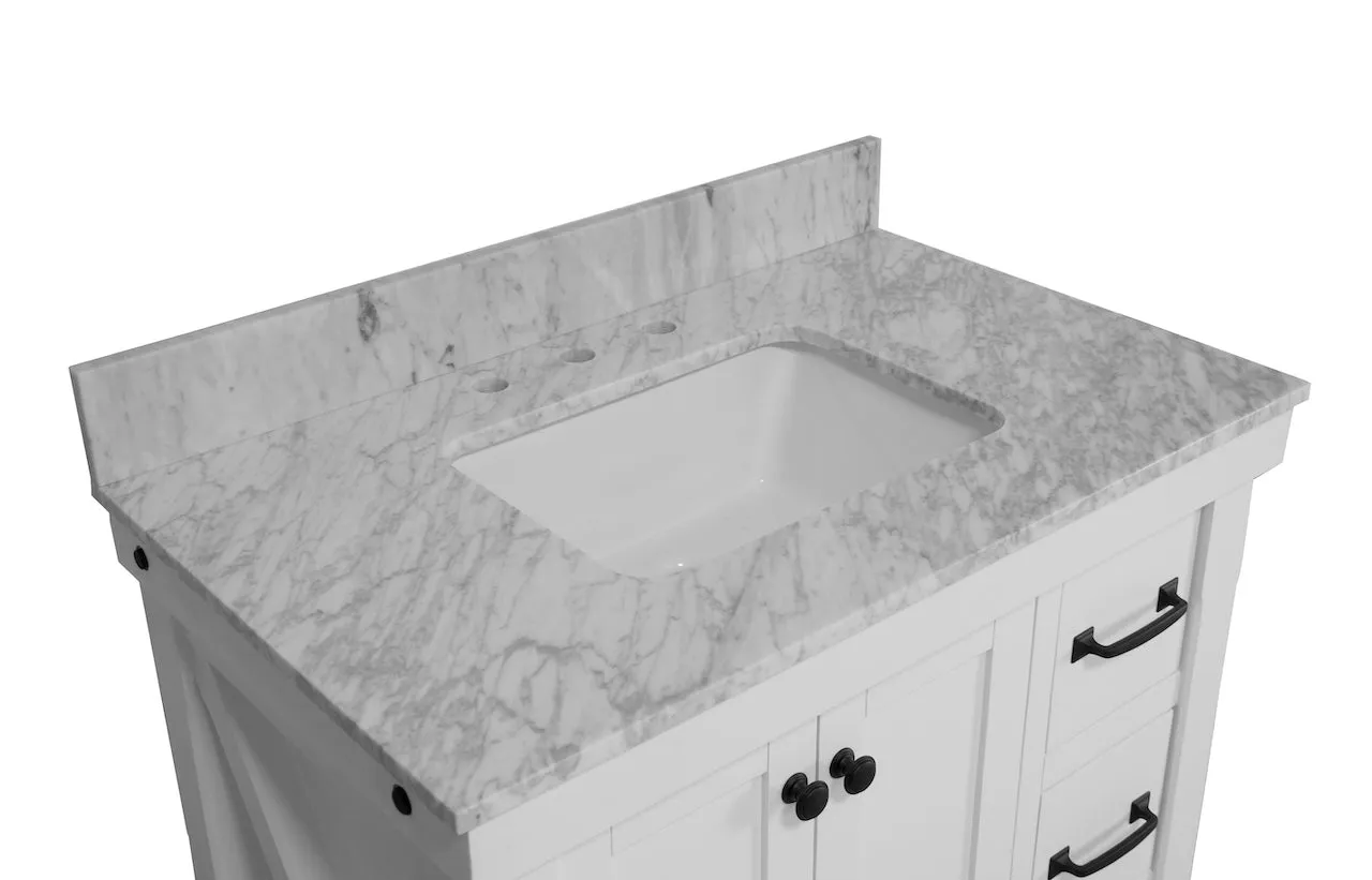 Tuscany 36-inch Vanity with Carrara Marble Top