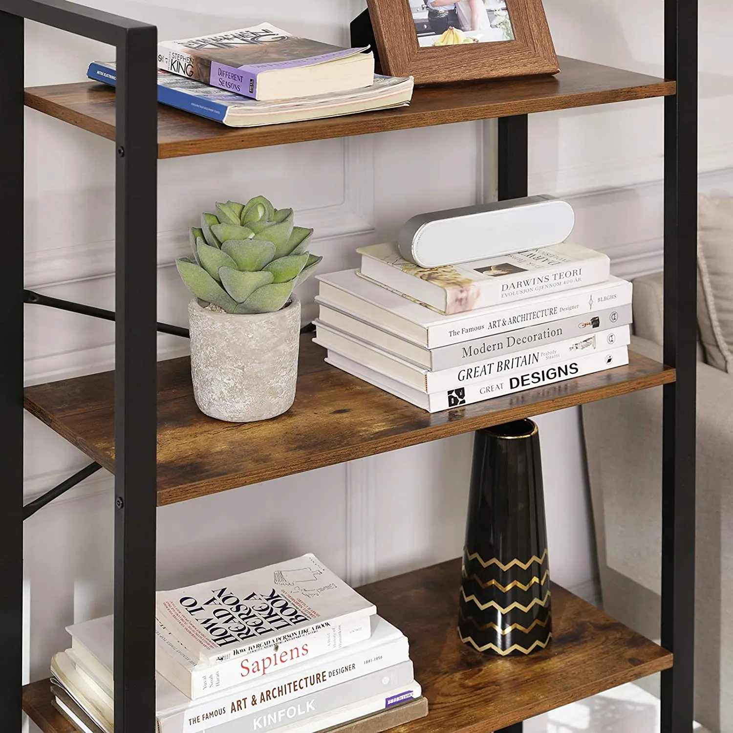 VASAGLE 4-Tier Industrial Ladder Shelf Living Room Bookcase