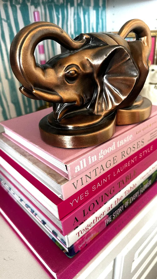 Vintage Elephant Bookends Metal