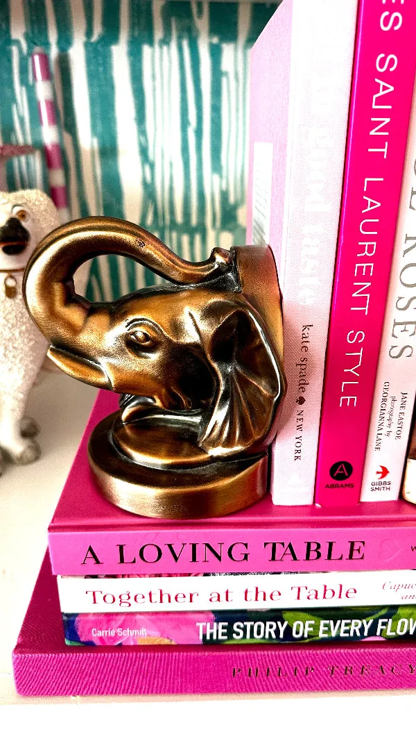 Vintage Elephant Bookends Metal