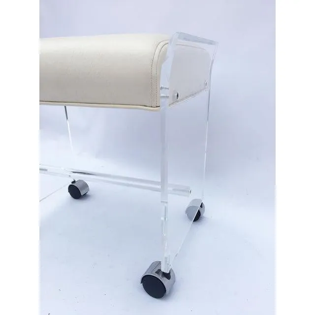 Vintage Lucite Rolling Vanity Stool