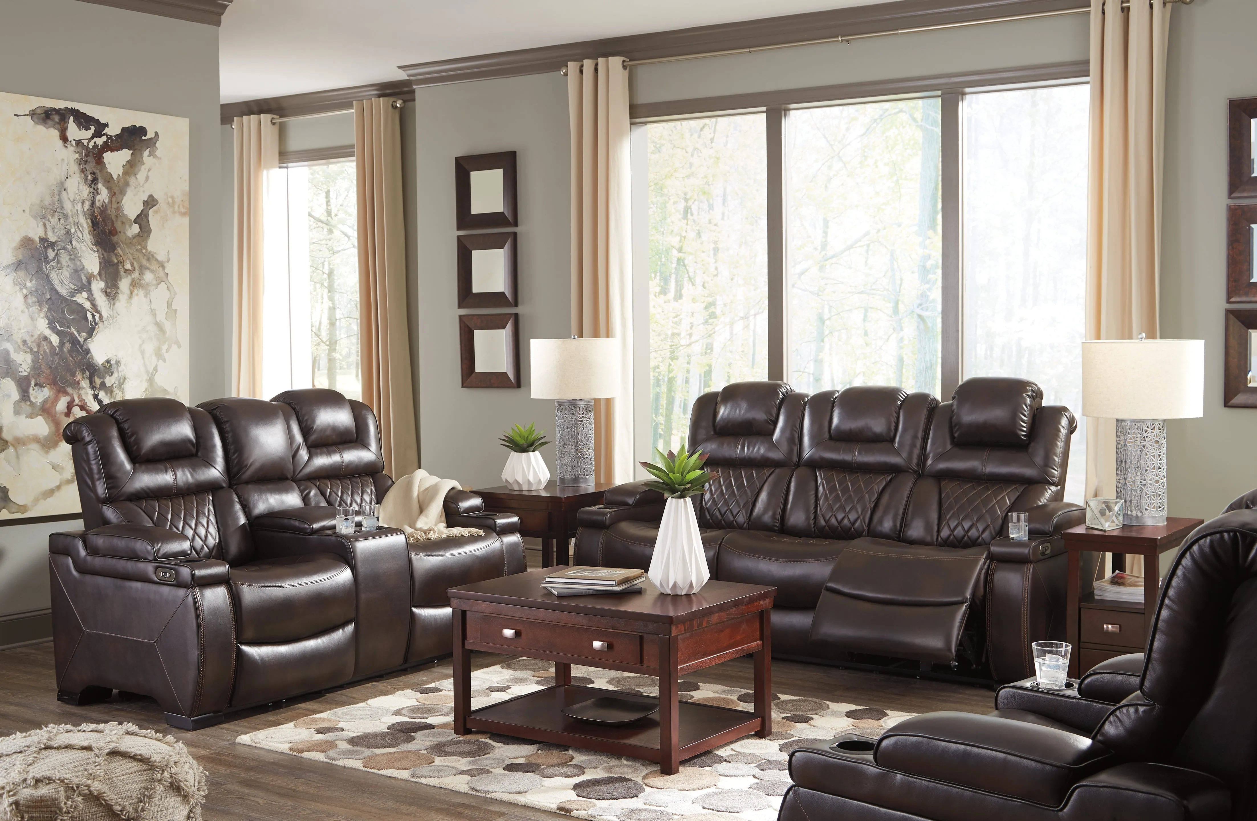 Warnerton Sofa, Loveseat and Recliner in Chocolate