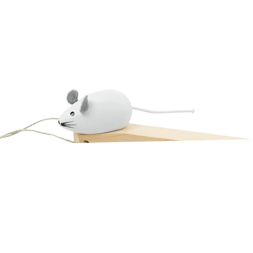 Wooden Door Stopper Mouse - White