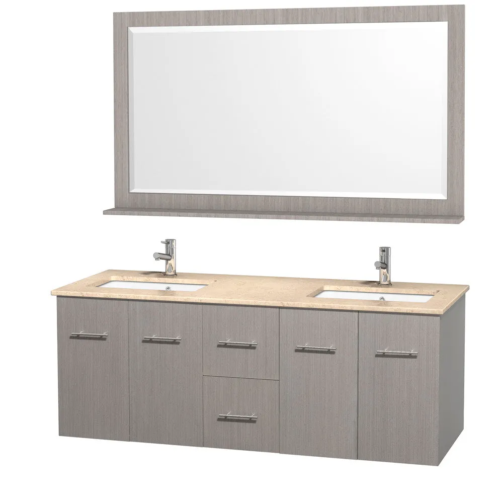 WYNDHAM COLLECTION Centra 60-inch double bathroom vanity set - Gray Oak