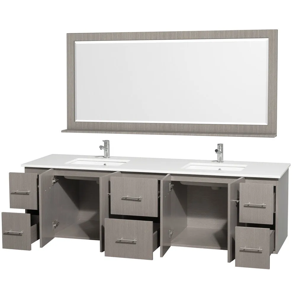 WYNDHAM COLLECTION Centra 80-Inch Double Bathroom Vanity Set - Gray Oak