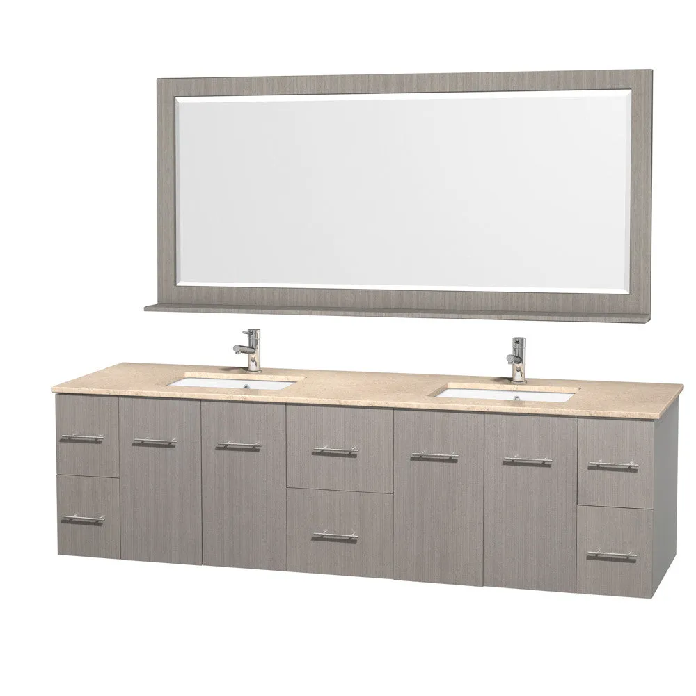 WYNDHAM COLLECTION Centra 80-Inch Double Bathroom Vanity Set - Gray Oak