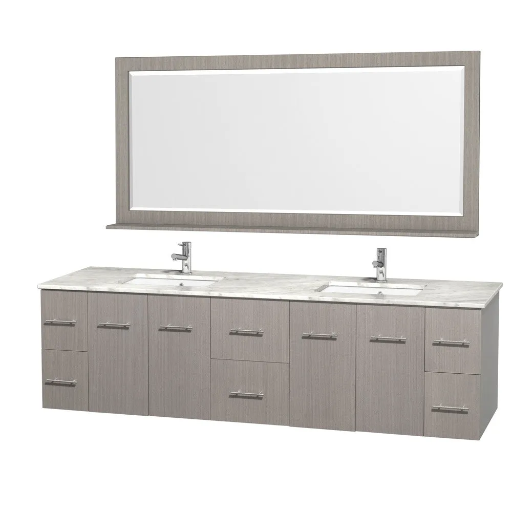 WYNDHAM COLLECTION Centra 80-Inch Double Bathroom Vanity Set - Gray Oak